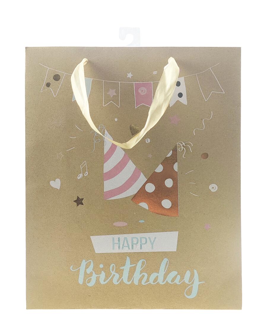 Geschenktüte Geburtstag braun/natur