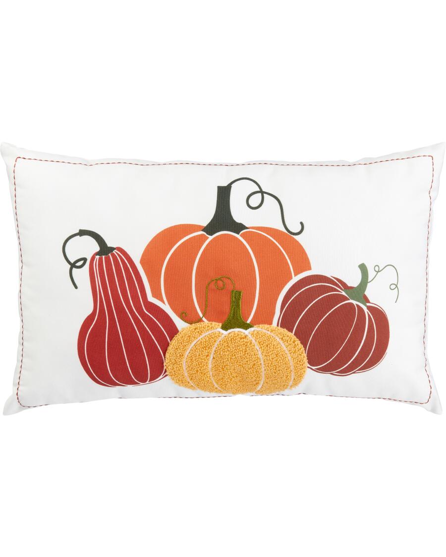 Kussen met herfstmotief wit bedrukt