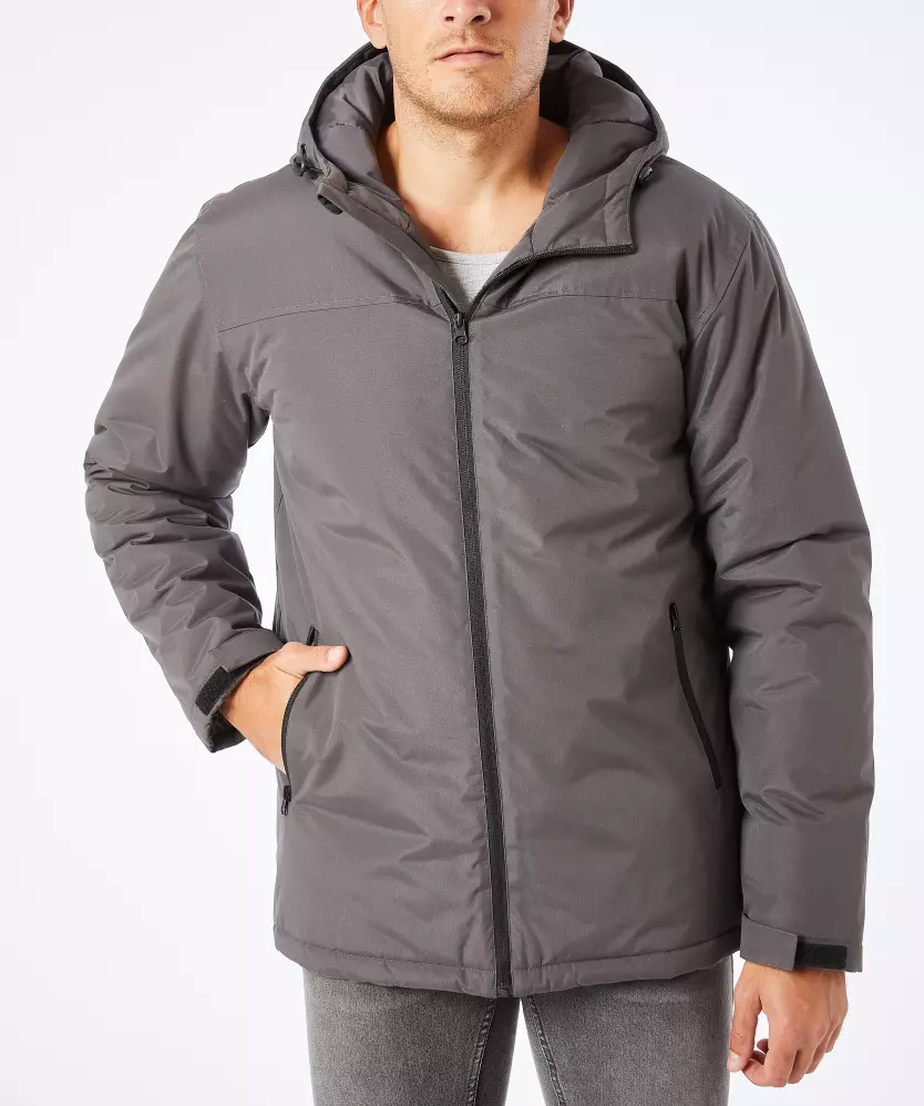 Dunkelgrauer Anorak X-Mail, Kapuze