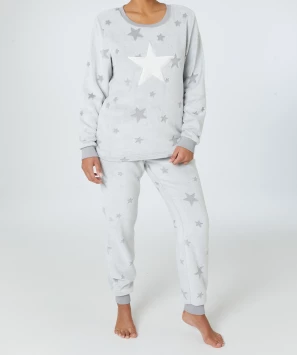 Fleece-Pyjama mit Ausbrennermuster