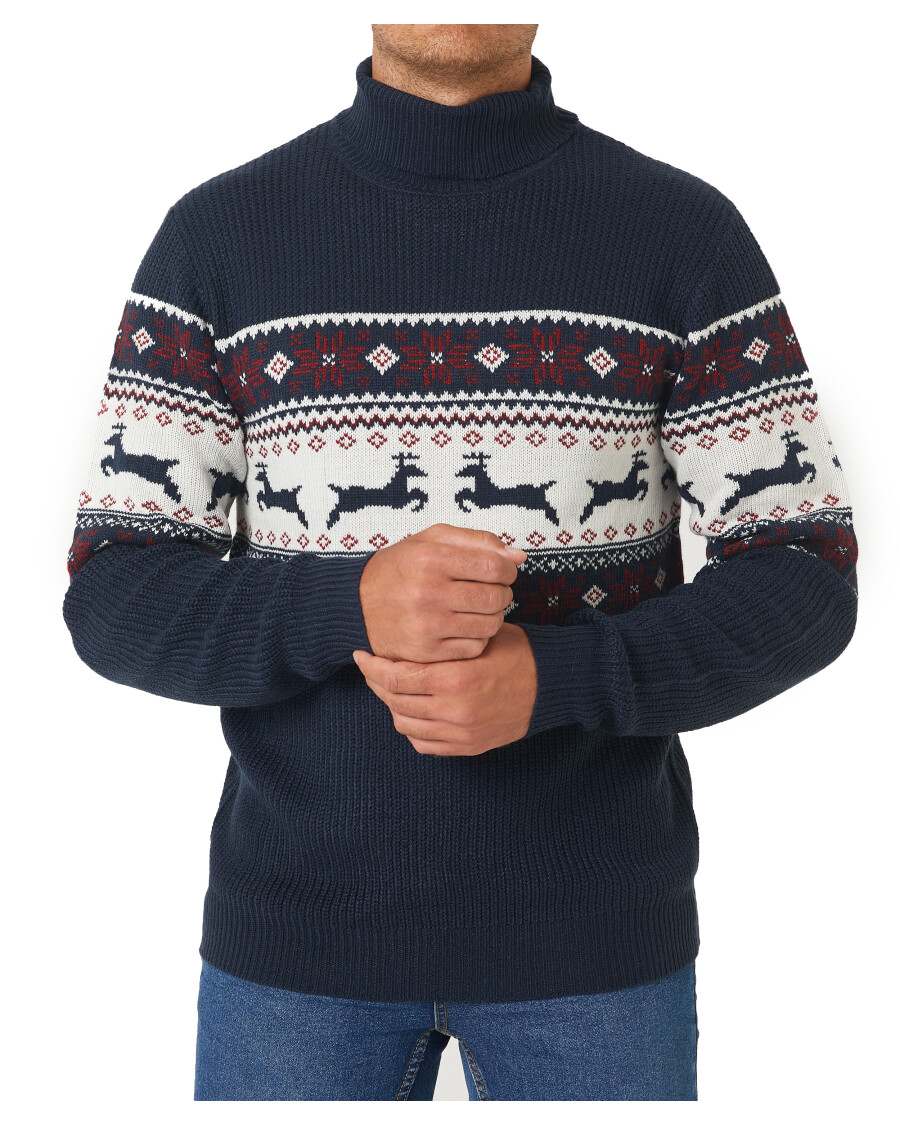 Sweter z zimowym wzorem X-Mail, golf