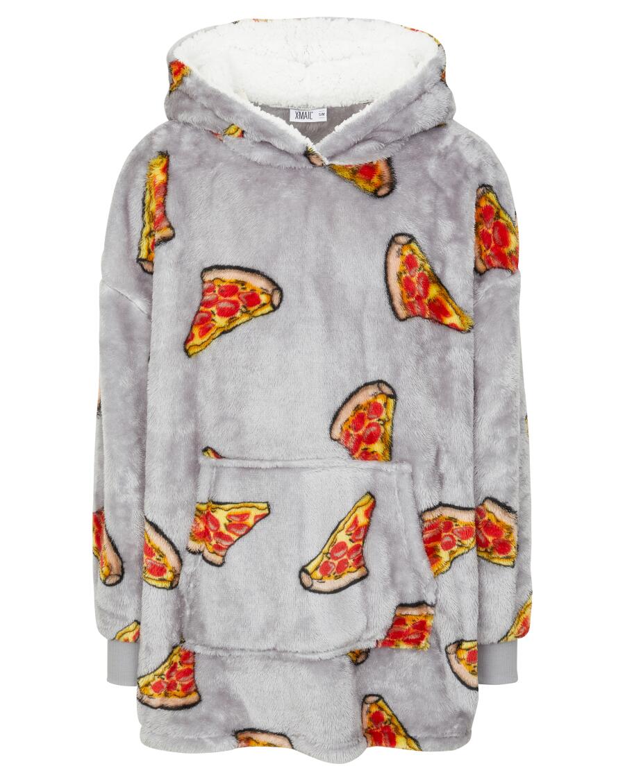 Sweter polarowy pizza X-Mail, oversize