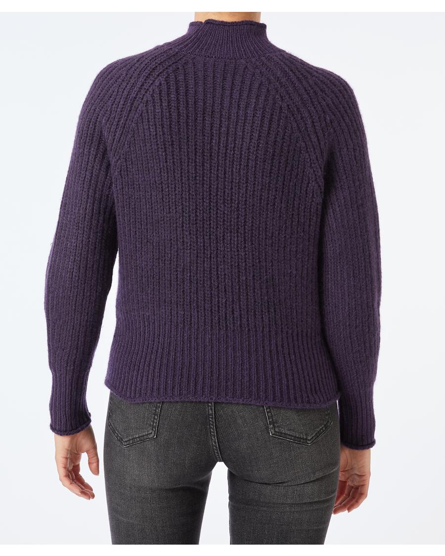 Sweter z dzianiny w kolorze ciemnofioletowym Janina, cropp