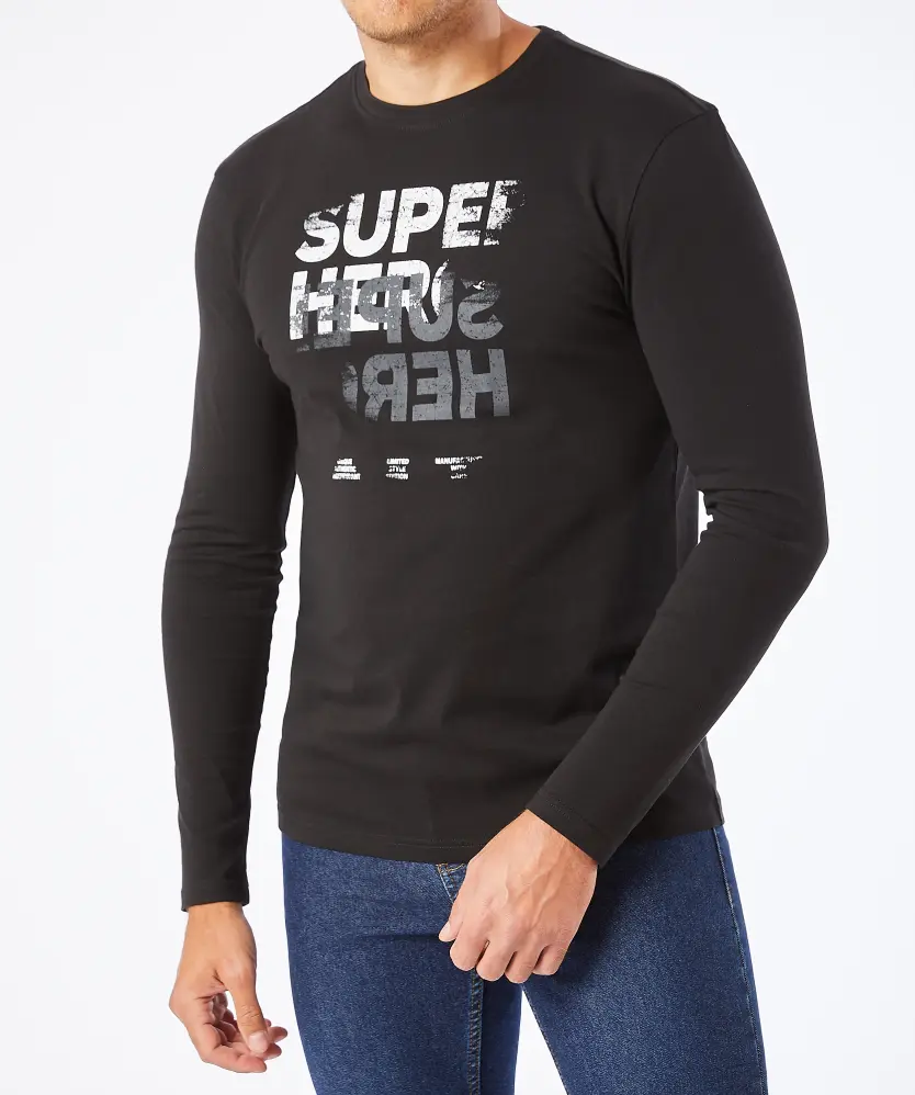 Langarmshirt aus Baumwolle X-Mail, Rundhalsausschnitt