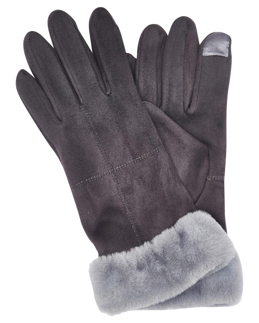 Kunstfell-Handschuhe grau