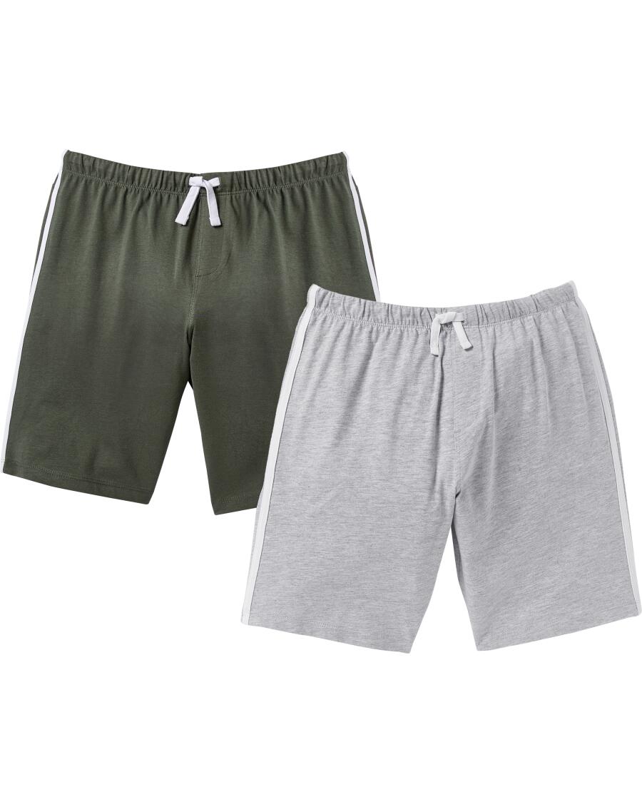 Korte broek met contrasterende strepen grijs gemêleerd/kaki