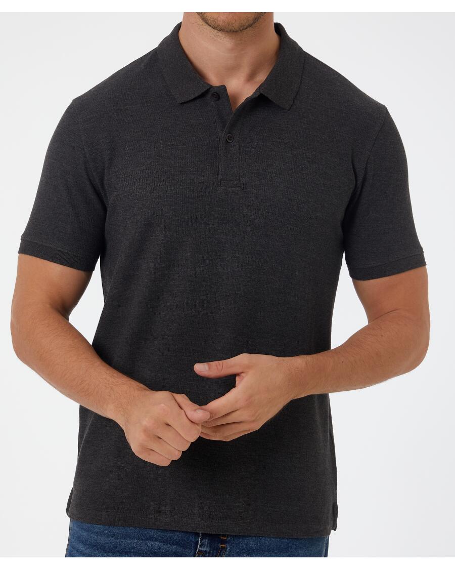 Poloshirt aus Baumwolle anthrazit melange