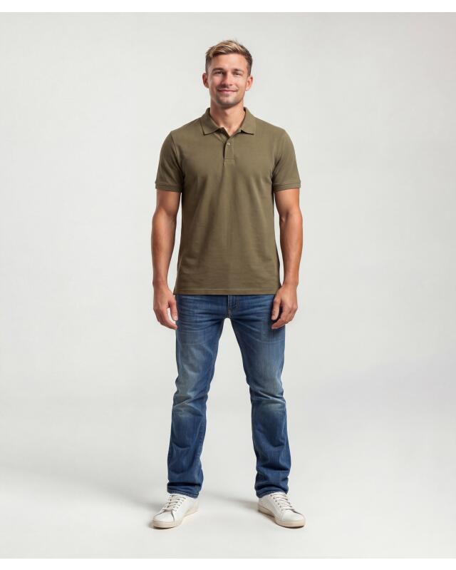 Cotton polo shirt for men, khaki (KiK Poloshirt aus Baumwolle (Khaki)) — KiK, authentic German product in Morocco