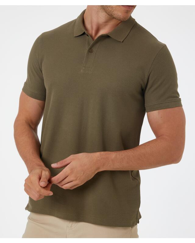 Cotton polo shirt for men, khaki (KiK Poloshirt aus Baumwolle (Khaki)) — KiK, authentic German product in Morocco