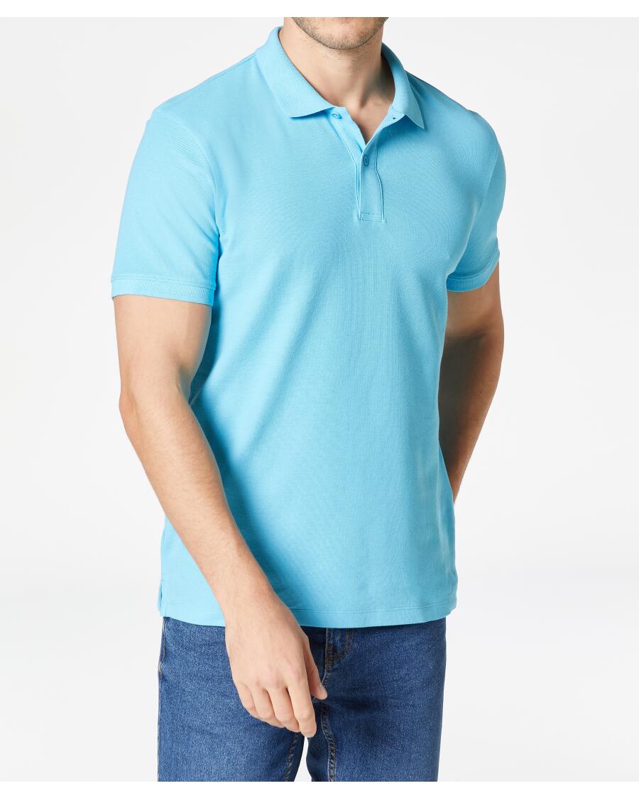 Bavlněné polo tričko azurová