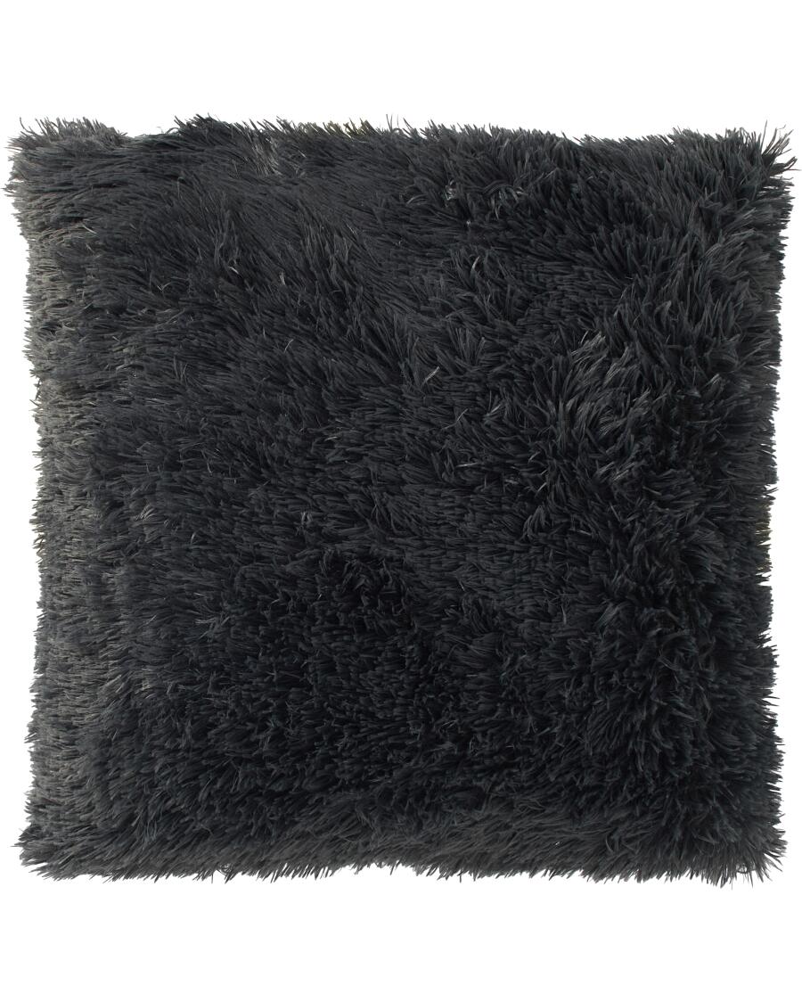 Fluffy" kussen donker grijs