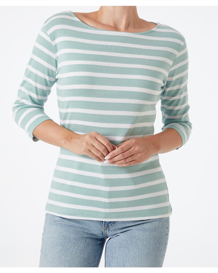 Shirt mit 3/4-Arm blau gestreift