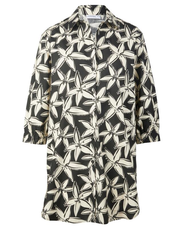 Longline cotton blouse for women, black/white (KiK Longbluse aus Baumwolle (schwarz/weiß)) — KiK, authentic German product in Morocco