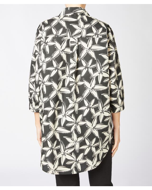 Longline cotton blouse for women, black/white (KiK Longbluse aus Baumwolle (schwarz/weiß)) — KiK, authentic German product in Morocco