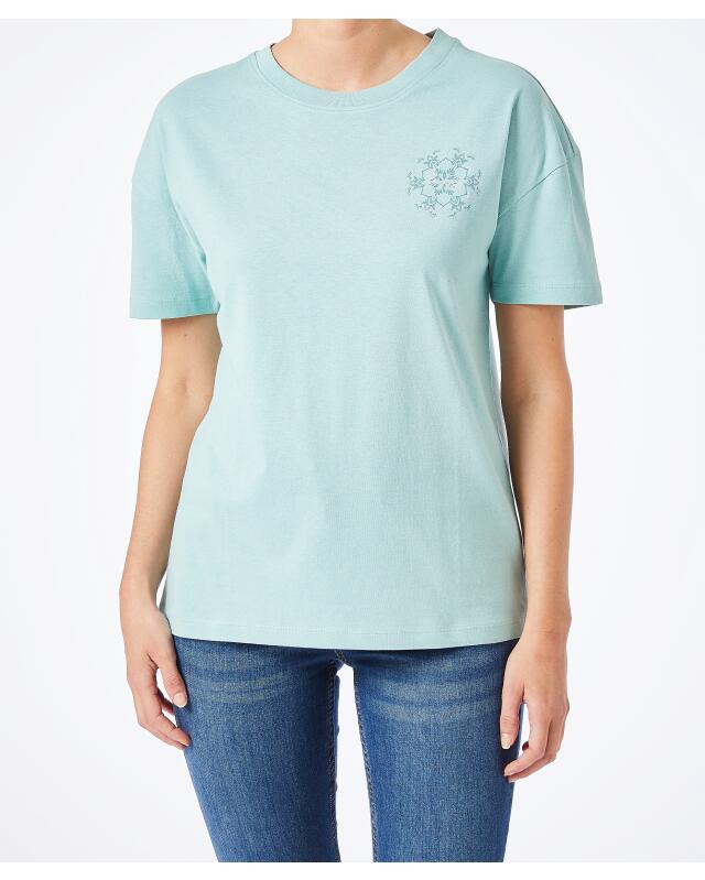 T-shirt à ornements femme, vert menthe (KiK T-Shirt Ornamente (mintgrün)) — KiK, produit allemand authentique au Maroc