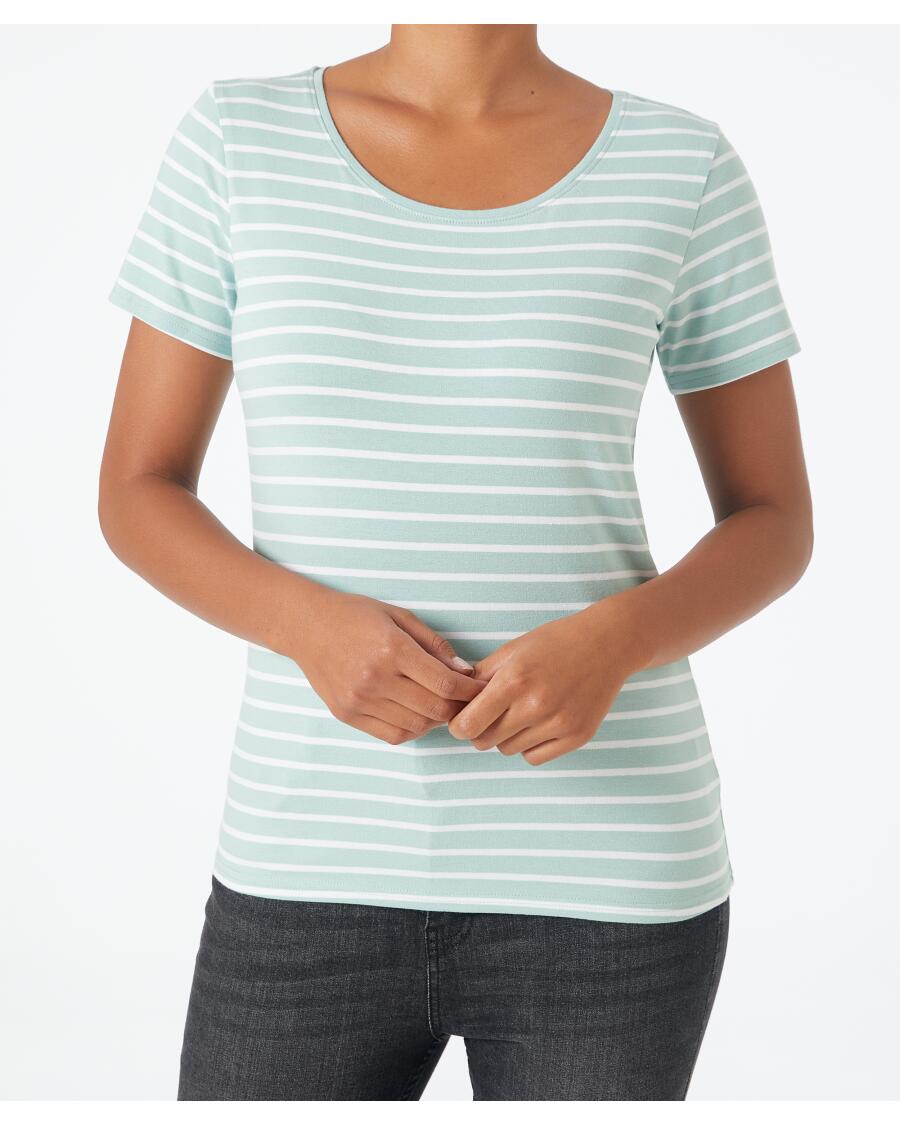 Gestreiftes Basic T-Shirt mintgrün