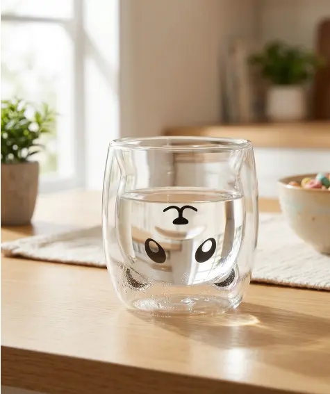 Glas mit Tiergesicht