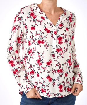 Bluse mit roten Blumen