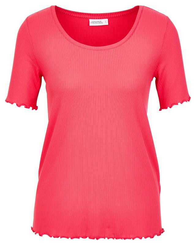 T-shirt côtelé femme, rose vif (KiK Geripptes T-Shirt (pink)) — KiK, produit allemand authentique au Maroc