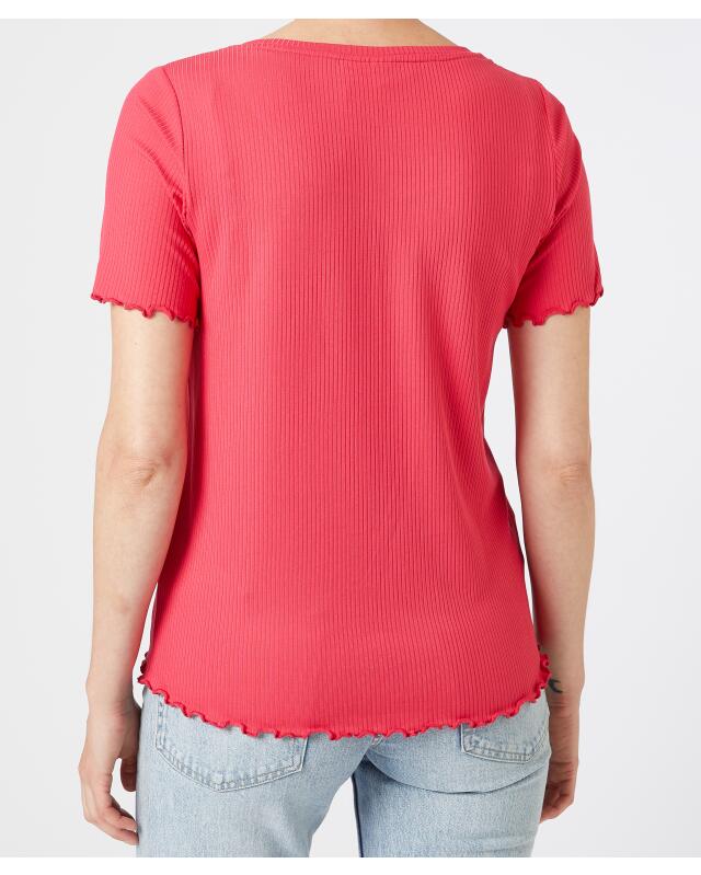 T-shirt côtelé femme, rose vif (KiK Geripptes T-Shirt (pink)) — KiK, produit allemand authentique au Maroc
