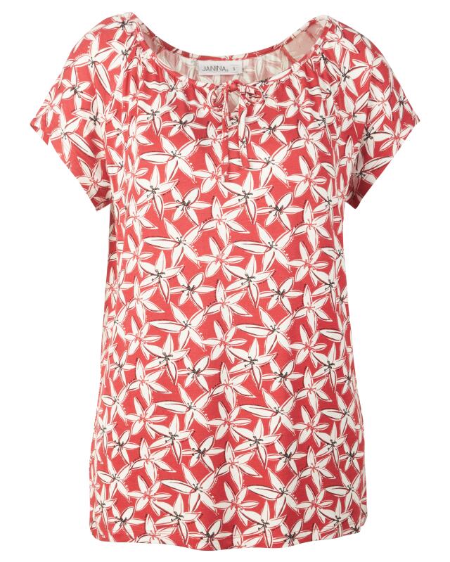 تيشيرت بنقشة زهور للنساء، أحمر/أبيض (KiK T-Shirt mit Blumenmuster (rot/weiß)) — KiK, منتج ألماني أصلي في المغرب