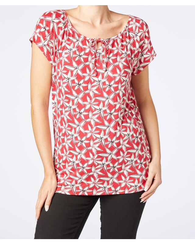 تيشيرت بنقشة زهور للنساء، أحمر/أبيض (KiK T-Shirt mit Blumenmuster (rot/weiß)) — KiK, منتج ألماني أصلي في المغرب