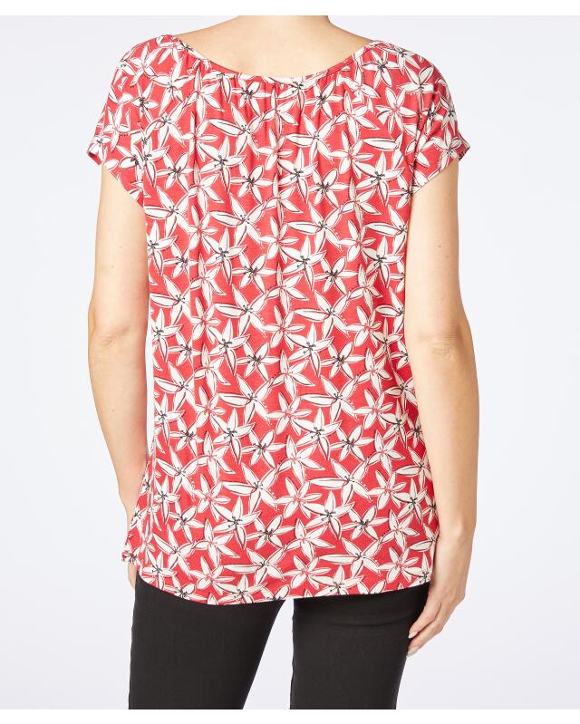 تيشيرت بنقشة زهور للنساء، أحمر/أبيض (KiK T-Shirt mit Blumenmuster (rot/weiß)) — KiK, منتج ألماني أصلي في المغرب