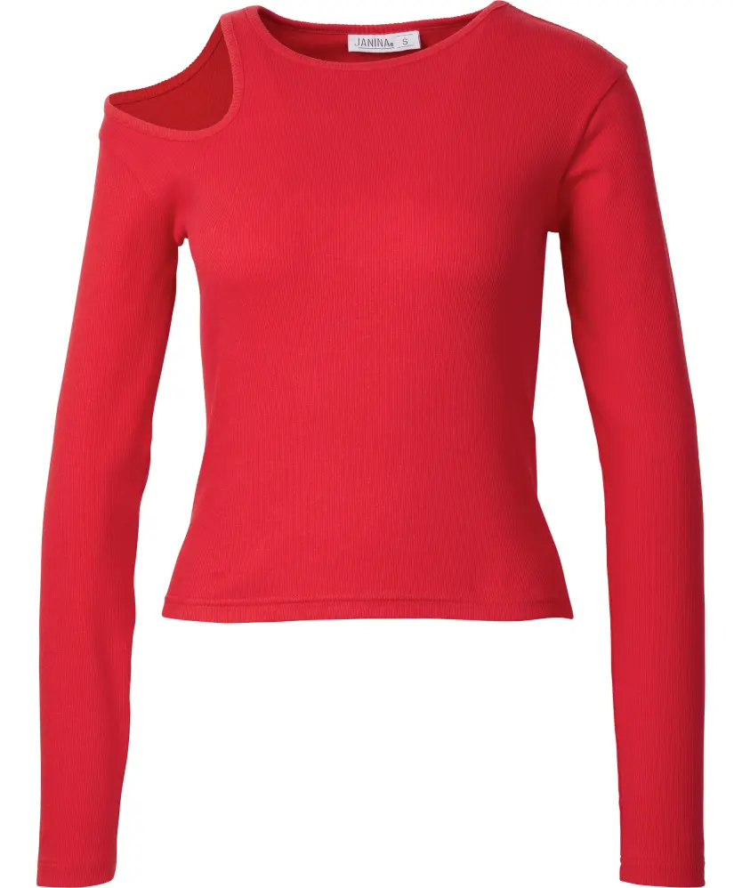 POLOSHIRT rood dames lange mouw (B&C