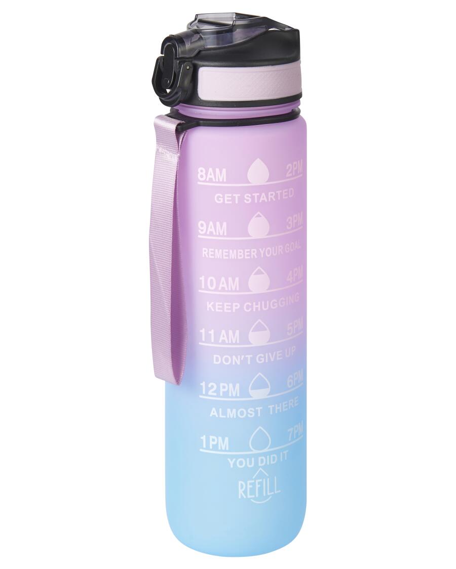 Drinkfles met tijdsaanduiding blauw