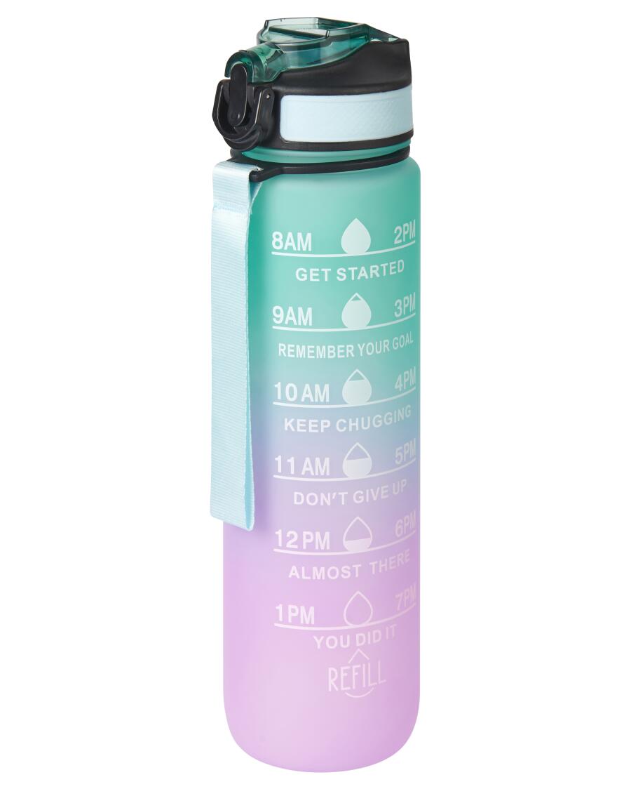 Drinkfles met tijdsaanduiding turquoise