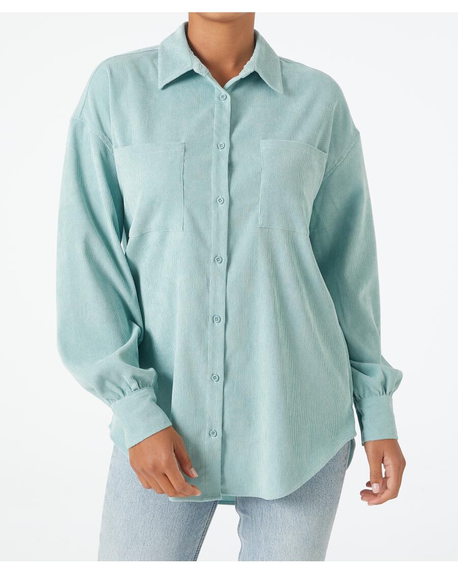 Cordhemd Oversize mintgrün
