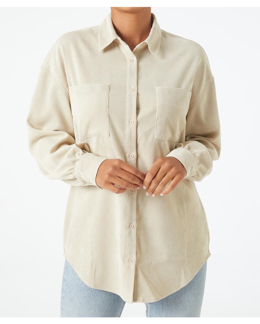 Cordhemd Oversize naturfarben
