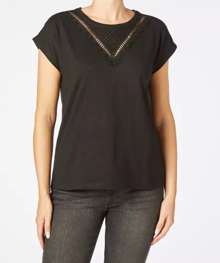 T-shirt met kanten inzet