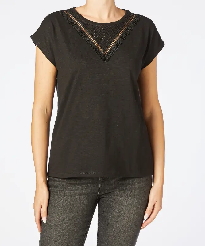 T-Shirt mit Spitzeneinsatz