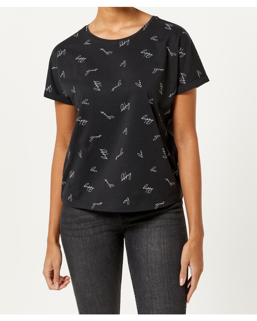 T-shirt met letters zwart bedrukt