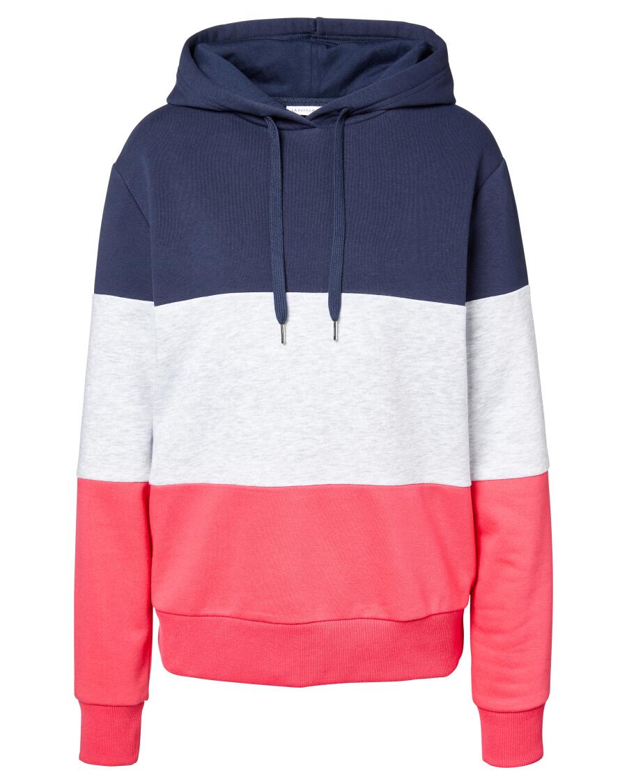 Sweter z kolorowymi wstawkami Janina, kaptur