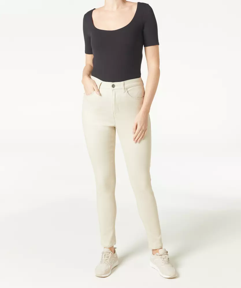 Einfarbige Twillhose Janina, Skinny-fit