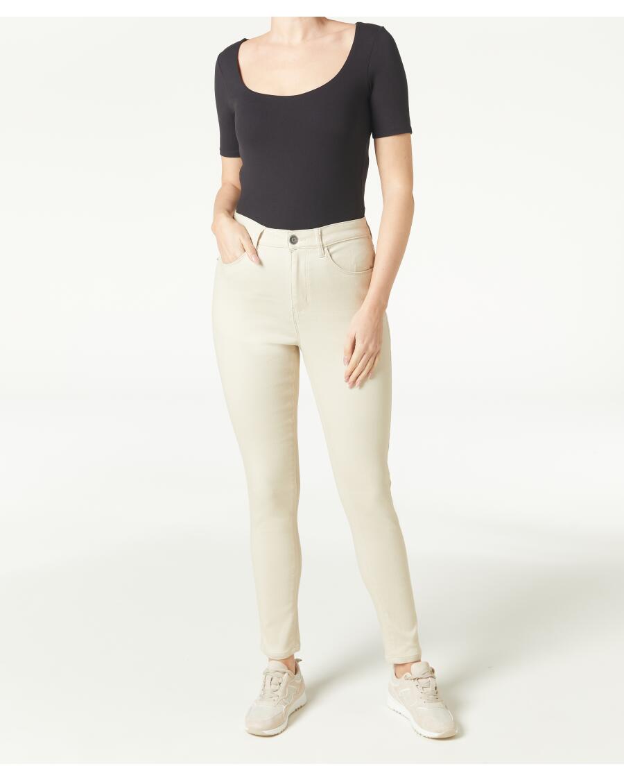 Effen broek van keperstof naturel
