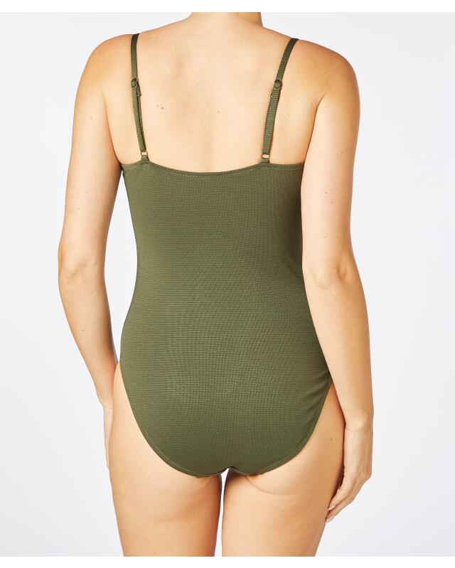 Maillot de bain texturé femme, kaki (KiK Strukturierter Badeanzug (Khaki)) — KiK, produit allemand authentique au Maroc