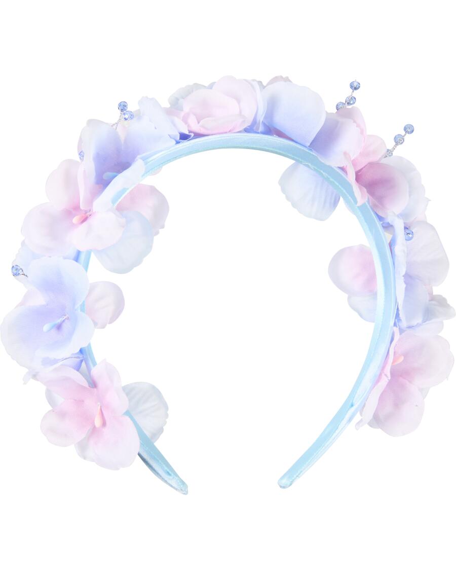Haarband met bloemen blauw