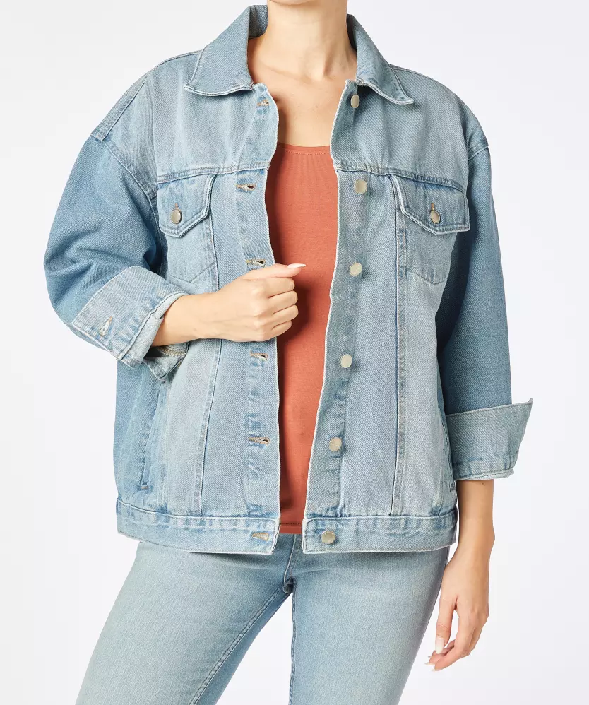 Jeansjacke Oversize Janina, Knopfleiste