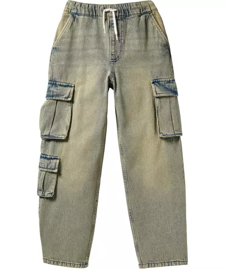Ausgewaschene Cargo-Jeans