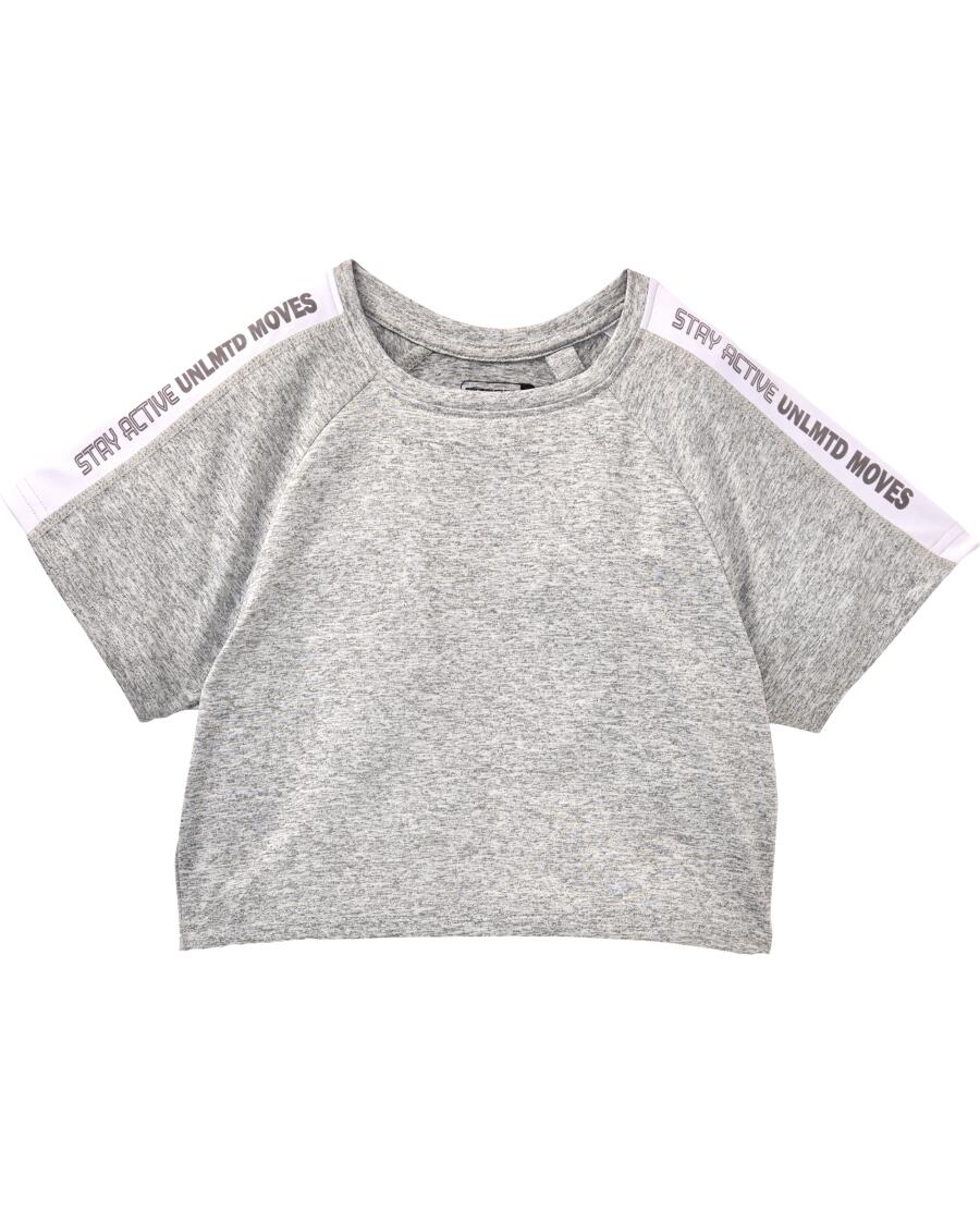 Sportshirt cropped licht grijs gemeleerd
