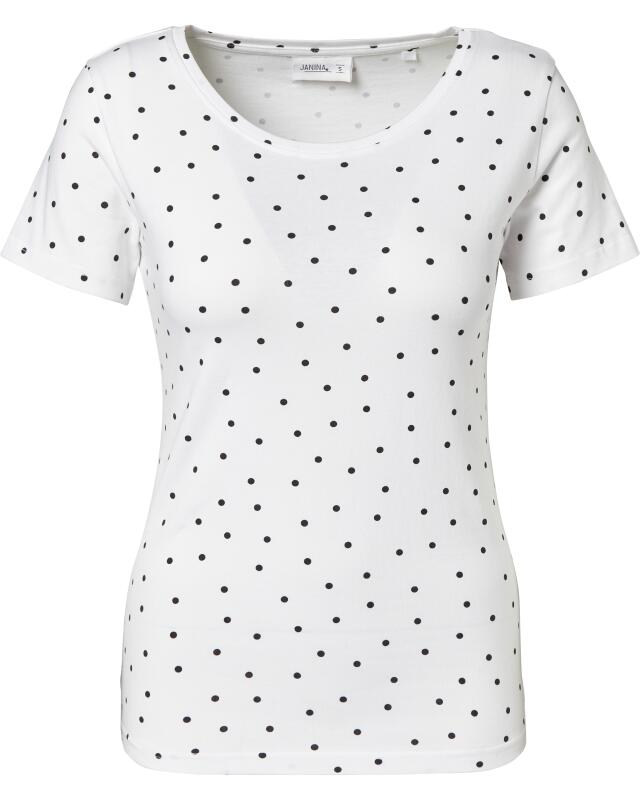 تيشيرت منقط للنساء، أبيض مطبوع (KiK Gepunktetes T-Shirt (weiß bedruckt)) — KiK, منتج ألماني أصلي في المغرب