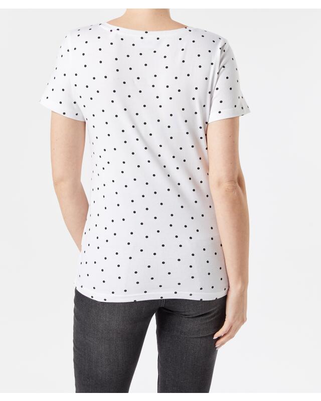 تيشيرت منقط للنساء، أبيض مطبوع (KiK Gepunktetes T-Shirt (weiß bedruckt)) — KiK, منتج ألماني أصلي في المغرب