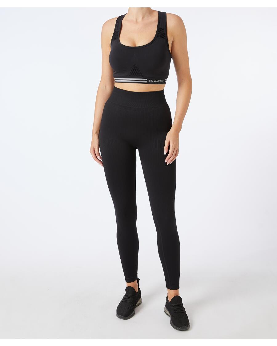 Gerippte Sport-Leggings schwarz
