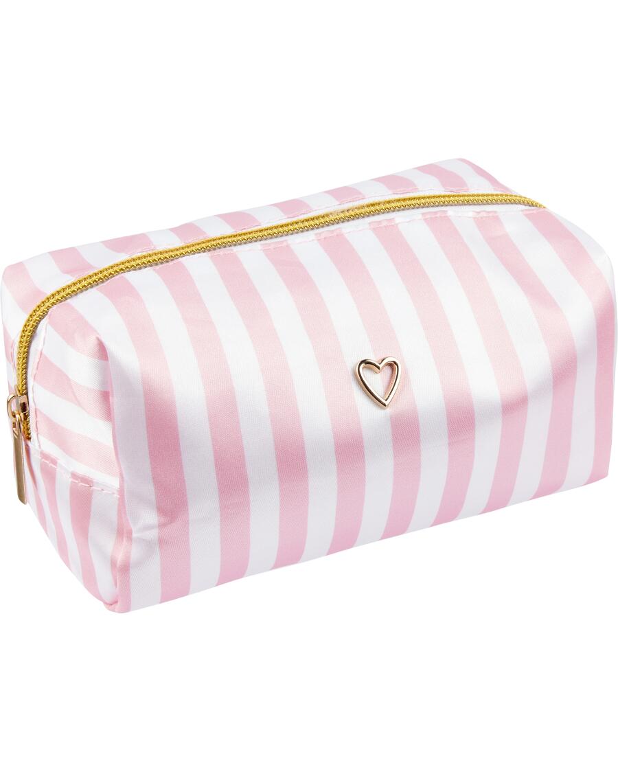 Gestreifte Kosmetiktasche rosa