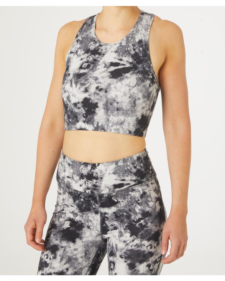 Cropped Sport-Top dunkelgrau bedruckt