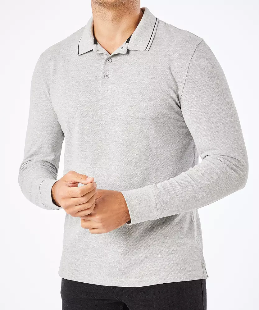 Poloshirt mit Kontraststreifen X-Mail, Langarm
