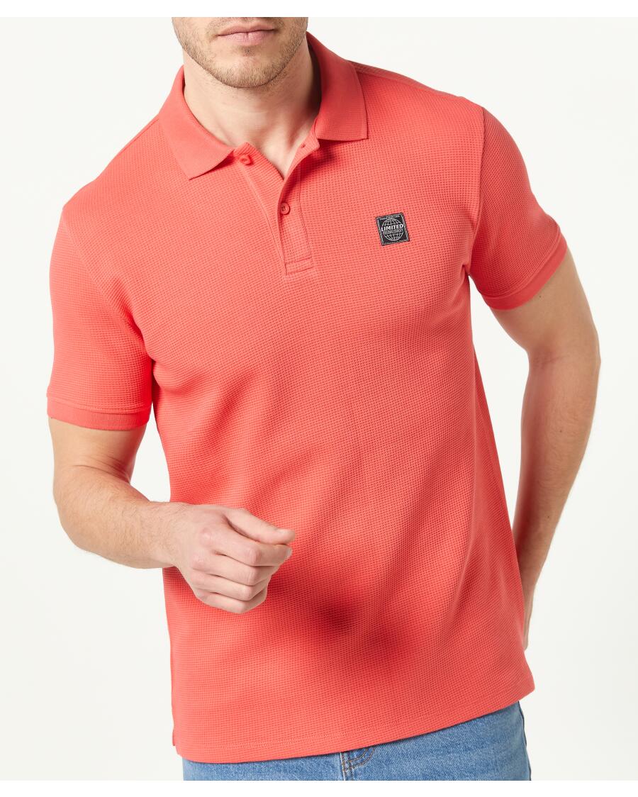 Poloshirt mit Patch koralle